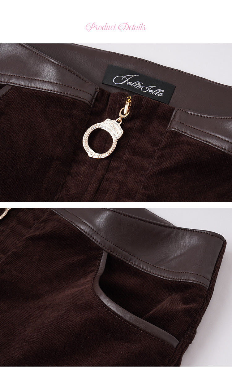 Corduroy Low-Rise Flared Pants in Brown