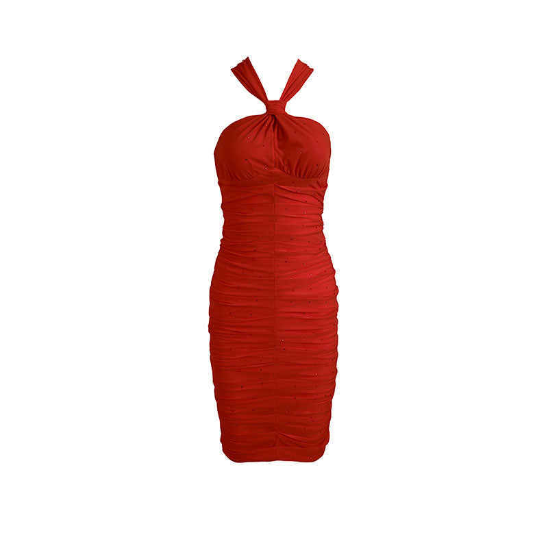 BJ Full-stretch Halter Gown in Red