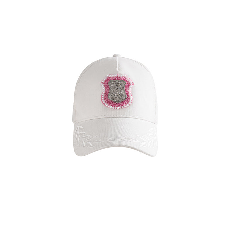 JELLOJELLO 24FW Police Badge Towel Embroidered Corduroy Baseball Cap In White