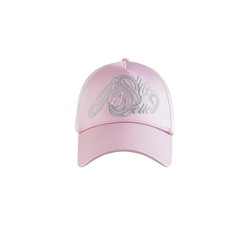 JELLOJELLO 2024FW Embroidered Rhinestone Police Badge Corduroy Fashion Baseball Cap In Pink